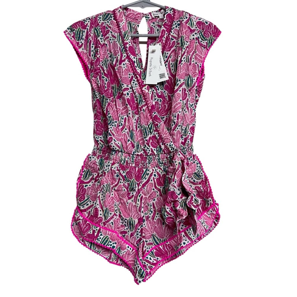 NWT Poupette‎ St. Barth Short Jumpsuit Anaik tv Kids Pink Kaktus Romper